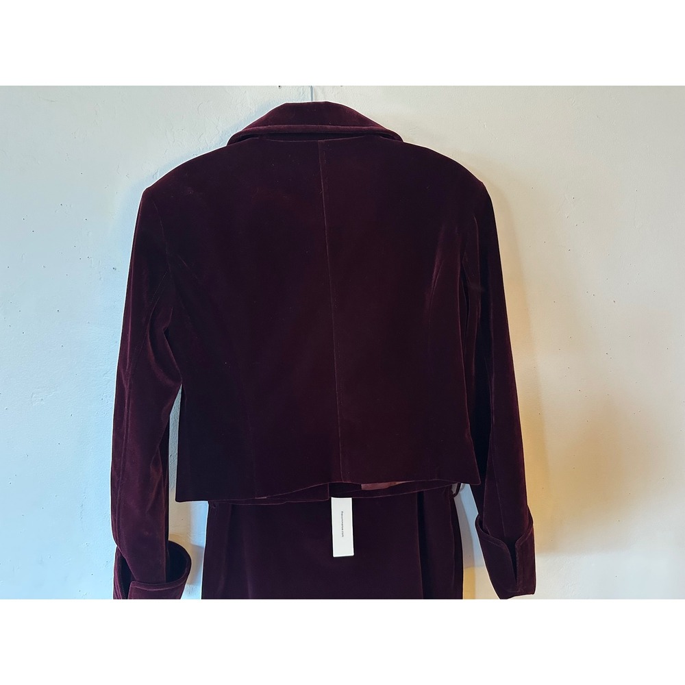 Commense Burgundy Velvet Two Piece Skirt Set Cropped Jacket Mini Skirt Small NWT - Picture 7 of 16